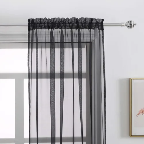 Miniatura 7 de GYROHOME Cortina de gasa transparente con bolsillo para barra, filtro de luz solar, protege la privacidad de poliéster transparente para sala