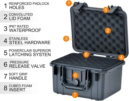 Miniatura 2 de MEIJIA Funda protectora impermeable IP67 portátil para todo tipo de clima, funda rígida, funda para cámara con espuma personalizable, para uso