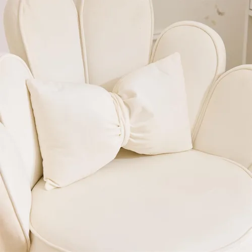 Miniatura 8 de VINGLI Silla de Maquillaje con Pétalos y Respaldo, Silla Linda de Terciopelo para Niñas, Silla de Escritorio Cómoda Sin Ruedas, Silla Moderna