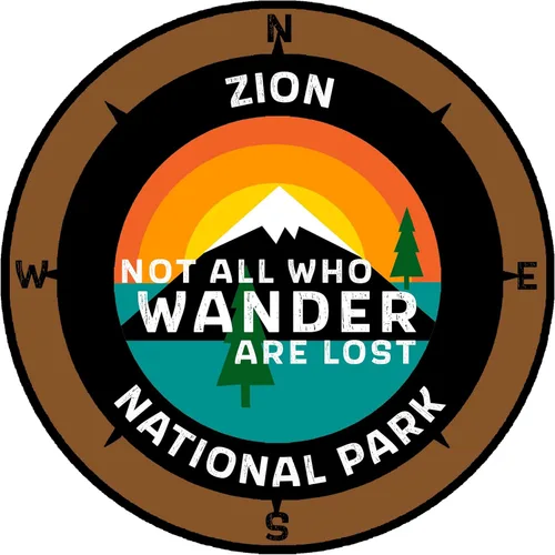 Miniatura 4 de Zion National Park, Utah - Not All Who Wander - Calcomanía para ventana de coche y camión de 3.5 pulgadas Azul neón