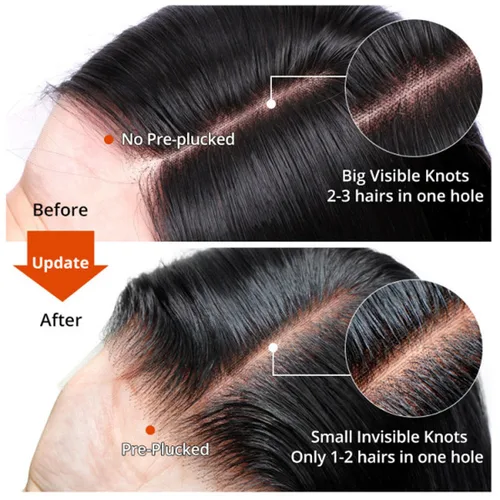 Miniatura 7 de Pelucas de cabello humano lacio con encaje frontal de hueso de 13 x 4 para mujeres negras, densidad del 200 %, peluca frontal de encaje transparente