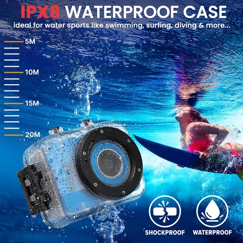Miniatura 4 de Sound Around Gear Pro Sports Action Camera - Mini videocámara HD 1080P con cámara de 12 MP, pantalla táctil de 2.4 pulgadas, tarjeta USB SD HDMI