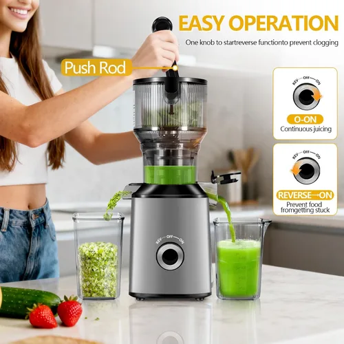 Miniatura 5 de Máquina fría del Juicer de la prensa 5,4" de ancho de la máquina del extractor del jugo de la tolva de la alimentación alto rendimiento del jugo