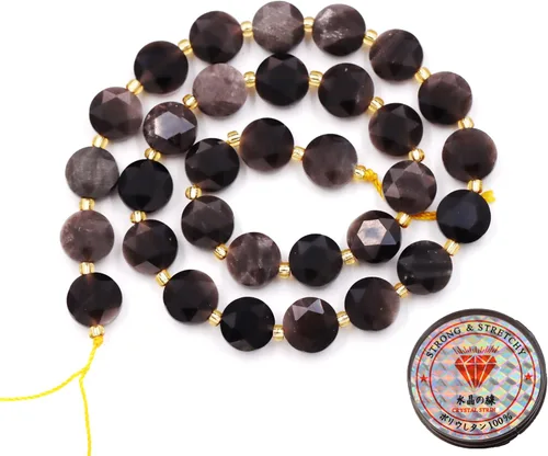Miniatura 107 de Cuentas de piedras preciosas para la fabricación de joyas, cuentas de monedas facetadas de piedra natural piedra de sangre africana de 0.236 in