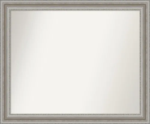 Miniatura 288 de Amanti Art Espejo de baño plateado para sobre el fregadero, 26 x 26 pulgadas, espejo cuadrado de plata antigua, marco de madera tradicional mediano