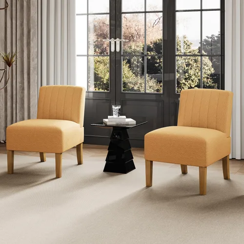 Miniatura 11 de VIRRMO Sillas de Acento sin Brazos para Sala de Estar, Silla Slipper Moderna Sillas de Sala de Estar con Patas de Madera Sólida, Silla de Tocador