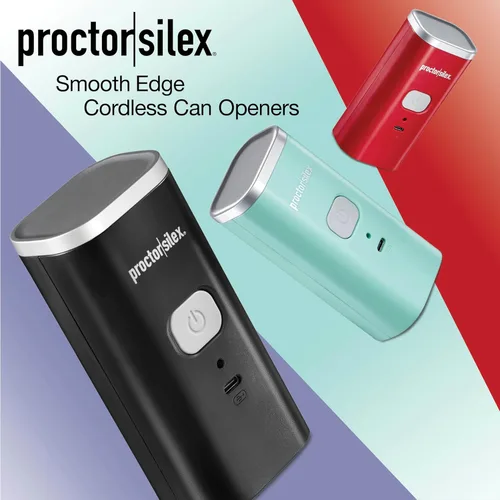 Miniatura 7 de Proctor Silex Abrelatas Eléctrico Automático, Operación Inalámbrica Sin Manos y Recargable por USB, Autoalineación, Corta Bordes de Tapa con Toque