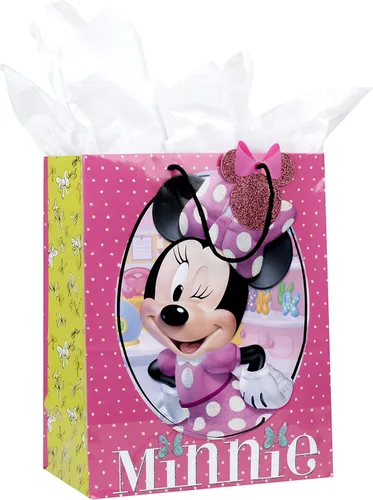 Miniatura 8 de Hallmark Bolsas de regalo de Navidad de Mickey y Minnie en varios tamaños (4 bolsas: 2 medianas de 9 pulgadas, 2 grandes de 13 pulgadas) para niños