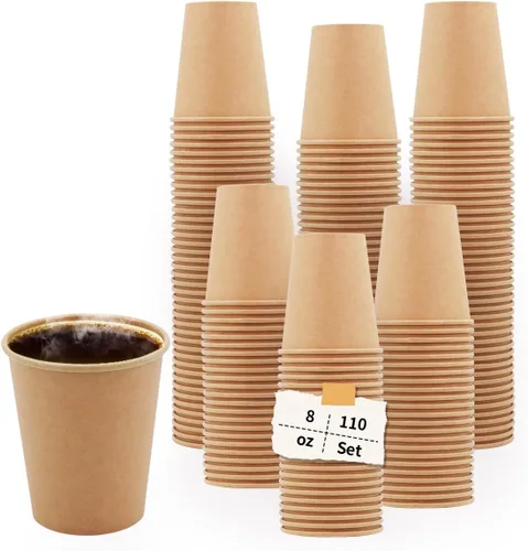 Miniatura 14 de Vasos de papel kraft de 12 onzas, 200 unidades, desechables para bebidas de café frío y caliente, para picnic y vida cotidiana, oficina y viajes