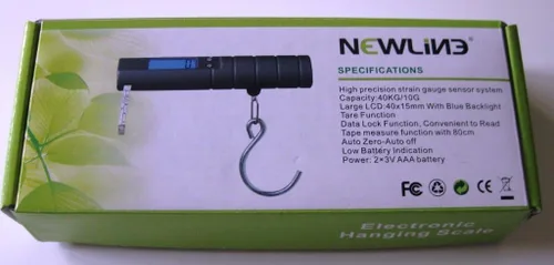 Miniatura 3 de Newline - Báscula de pesca para equipaje de viaje de fácil agarre con cinta métrica, color negro, 86 libras máx