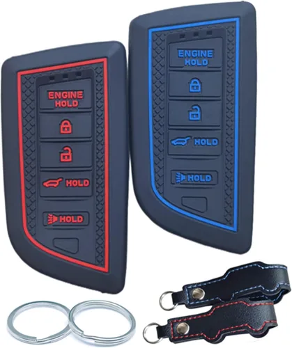 Miniatura 8 de 2 piezas de funda de llave inteligente de silicona para control remoto Acura RDX MDX Integra A-spec 2022 2023 2024 con 5 botones (negro)