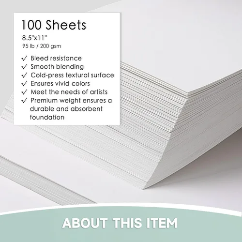 Miniatura 2 de VEOOK Bloc de papel de acuarela, papel de color de agua de 9 x 12 pulgadas, 50 hojas de 95 libras/7.05 oz/m², papel de dibujo para adultos, pintura