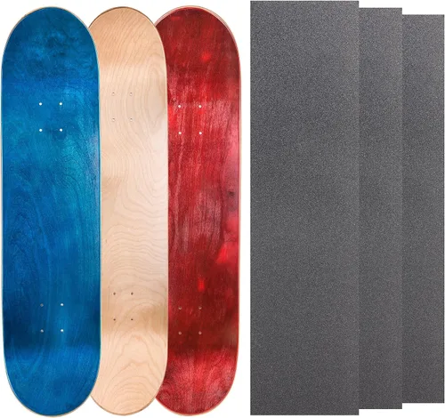 Miniatura 10 de Cal 7 Tablas de patineta de arce en blanco con cinta de agarre (paquete de 3, combinaciones)