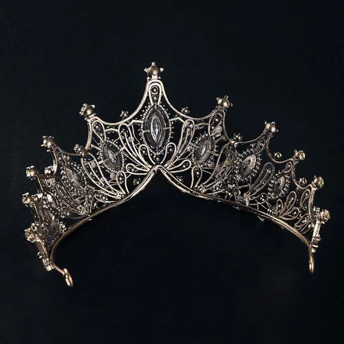 Miniatura 7 de Corona Barroca de Reina, Tiaras de Boda y Corona para Novia con Diadema de Cristal Hecha a Mano para Mujer, 1 unidad (paquete de 1)