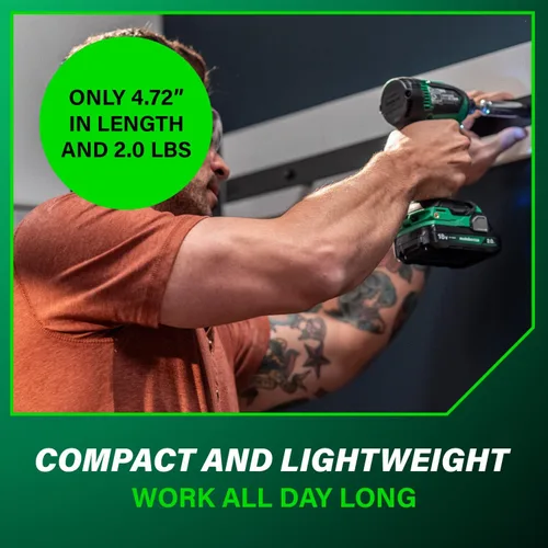 Miniatura 8 de Metabo HPT Kit combinado de taladro conductor inalámbrico sin escobillas multivoltios de 18 V y destornillador de impacto, kit de herramientas