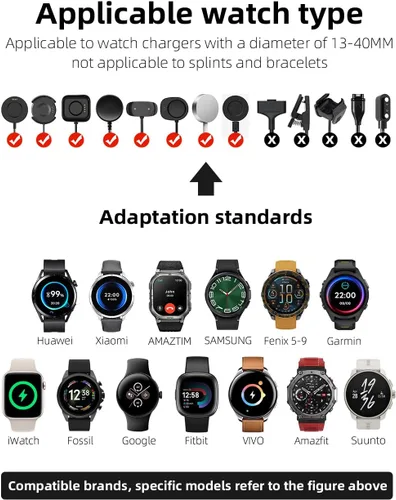 Miniatura 5 de Base de carga inalámbrica universal 2 en 1 con soporte ajustable para reloj inteligente, compatible con Samsung Galaxy, Google Pixel, Huawei