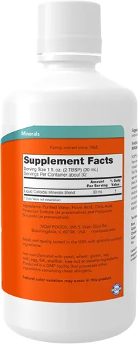 Miniatura 2 de NOW Foods Suplementos, minerales coloidales líquidos, derivados de plantas, minerales traza esenciales, 32 onzas