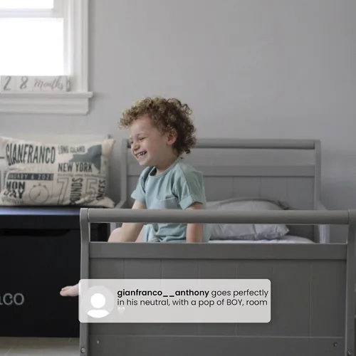 Miniatura 5 de Delta Children - Cama de madera estilo carruaje para niños pequeños, color gris