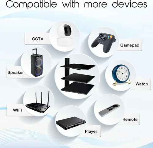 Miniatura 6 de FEBTECH - Estantes centrales de entretenimiento de pared - Estante para proyector - Estantes flotantes para TV, reproductores de DVD, consolas