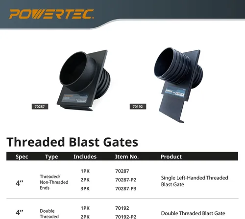 Miniatura 8 de POWERTEC 70192-P2 - Puerta de doble rosca para colector de polvo, accesorios de recolección de polvo, 2 unidades Puerta de explosión de doble rosca