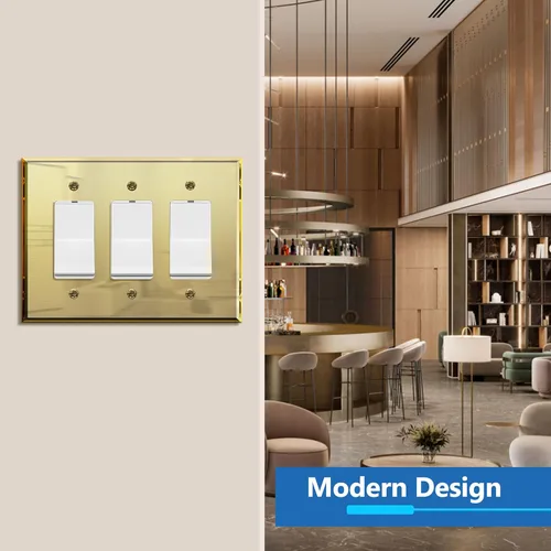 Miniatura 6 de LIDER Placa de Pared Decorativa de Acrílico Reflectante, Placa de Interruptor de Luz Espejada, Cubierta de Tomacorriente de Plexiglás, Vidrio Dorado