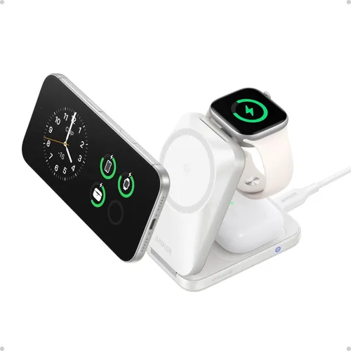Miniatura 10 de Anker Cargador MagSafe plegable Prime de 25 W, estación de carga 3 en 1 de tamaño de palma, certificado Qi2.2, cargador inalámbrico AirCool