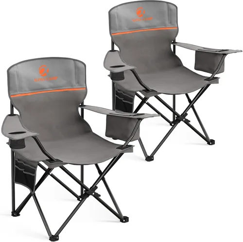 Miniatura 10 de ALPHA CAMP Silla de Camping 2 Unidades Silla Portátil con Enfriador de 3 Latas Silla Plegable con Bolsillo Lateral y Portavasos, Plegable para Azul