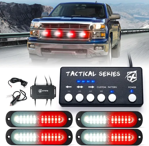 Miniatura 17 de Xprite Kit de luces estroboscópicas LED ámbar para montaje en superficie, parrilla de parrilla lateral, luz intermitente de advertencia