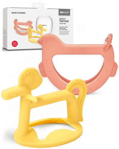 MOYUUM Juego de regalo de mordedor de muñeca 100% silicona, tipo portátil, juguete masticable para bebés, regalo para bebé recién nacido, juguete