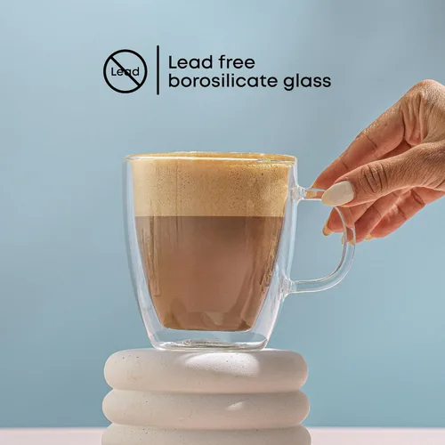 Miniatura 4 de JoyJolt Savor - Tazas de café de vidrio de doble pared aisladas (Set de 2) - 13.5 onzas