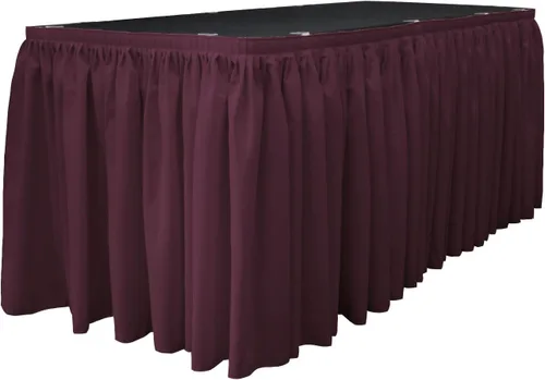 Miniatura 9 de LA Linen Falda de mesa de popelina de poliéster para mesas rectangulares, tela plisada para banquetes de boda, 14 pies por 29 pulgadas de largo