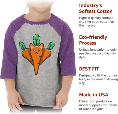 Miniatura 5 de Carrot Cat - Camiseta de béisbol para niños pequeños, diseño gráfico, manga 34, bonita camiseta de béisbol para niños