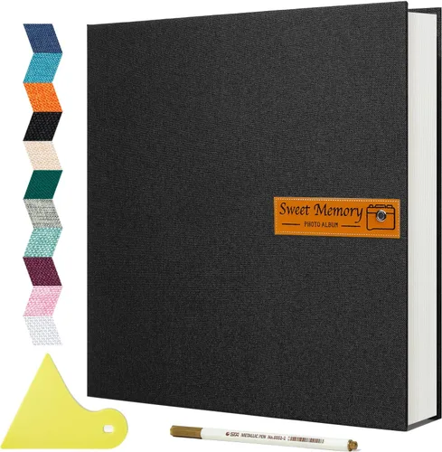 Álbum de fotos grande autoadhesivo magnético, álbum de recortes para fotos de 4 x 6, 5 x 7, 8 x 10, libro de memorias con 40 páginas de tapa de lino