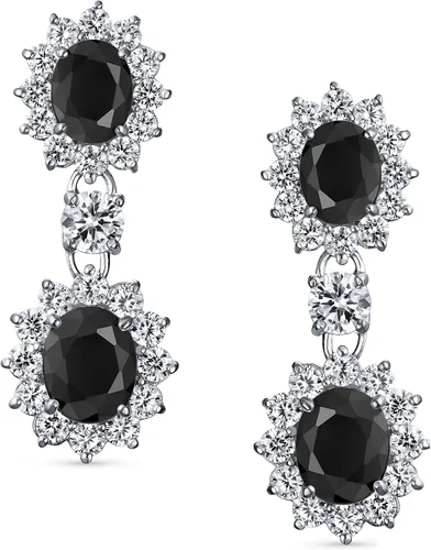 Miniatura 2 de Pendientes de araña de estilo vintage con forma de lágrima ovalada, con circonita cúbica AAA, con forma de lágrima ovalada y larga para mujer, sin