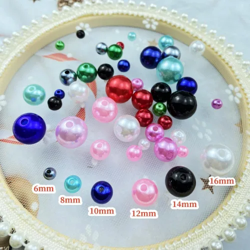 Miniatura 3 de Pinhoollgo 800pcs Pearl Beads 6mm Round Pearl Beads with Hole for DIY Bracelet Necklace Jewelry Making Supplies Handmade Craft(White)