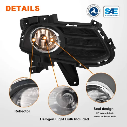 Miniatura 4 de Nixon Offroad Juego de luces antiniebla para Ford Fusion 2013-2016 con bombillas halógenas + kit de arnés de cableado + interruptor universal +