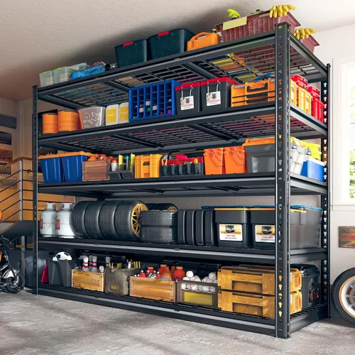 Miniatura 7 de REIBII Estantería de garaje de 55 pulgadas de ancho, estantes de almacenamiento con carga de 3000 libras, estantería de metal ajustable de 5