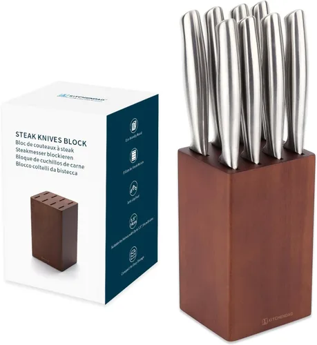 Soporte para cuchillos de carne de 5.5 pulgadas sin cuchillos con 8 ranuras, solo bloque de almacenamiento de cuchillos de carne, organizador de