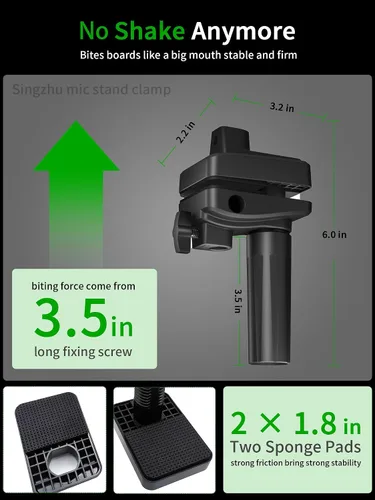 Miniatura 2 de Soporte de abrazadera de escritorio para micrófono, soporte de brazo de tijera, 5 maneras de orificios de inserción de brazo de pluma (0.472 in)