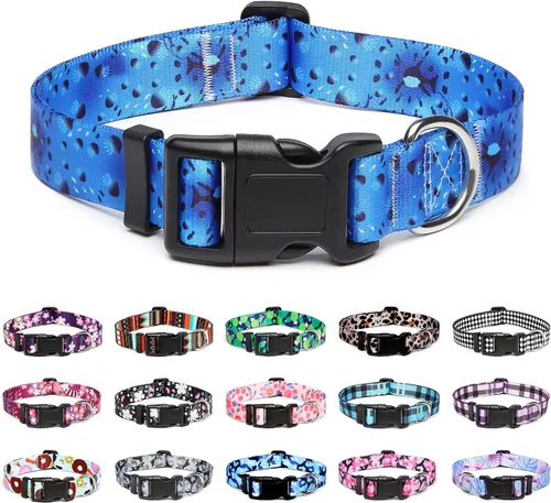 Miniatura 31 de Mercano Collar ajustable para perros - Diseños especiales con patrones, collar suave de nylon cómodo y resistente para perros pequeños, medianos