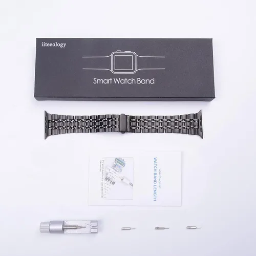 Miniatura 8 de iiteeology Compatible con correas de Apple Watch de 1.811 in/1.929 in/1.772 in/1.732 in/1.654 in/1.614 in/1.575 in, pulsera de eslabones de acero