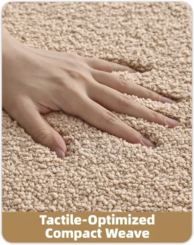 Miniatura 3 de Color&Geometry Alfombras de baño antideslizantes lavables, 17"x30" de tamaño estándar color beige suave, alfombra de baño súper absorbente