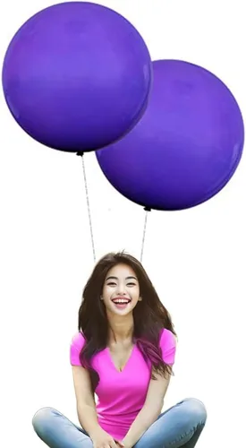 Miniatura 13 de IN-JOOYAA Globos redondos de látex de 24 pulgadas, paquete de 5 globos grandes negros gruesos para decoraciones de fiestas