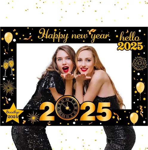 KatchOn Marco de cabina de fotos de Año Nuevo, grande de 36 pulgadas, accesorios de cabina de fotos para suministros de fiesta de Año Nuevo