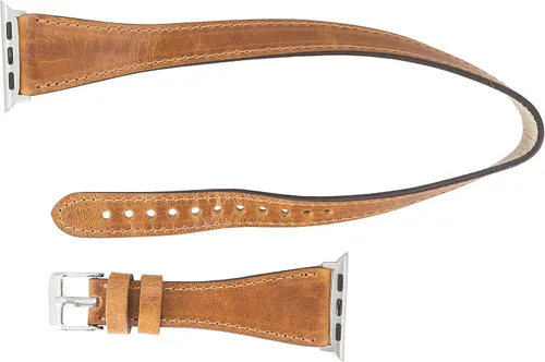 Miniatura 9 de VENOULT Double Tour - Correa de piel auténtica para Apple Watch para mujer, correa de cuero genuino de grano completo para iWatch de 1.929 in, 1.772