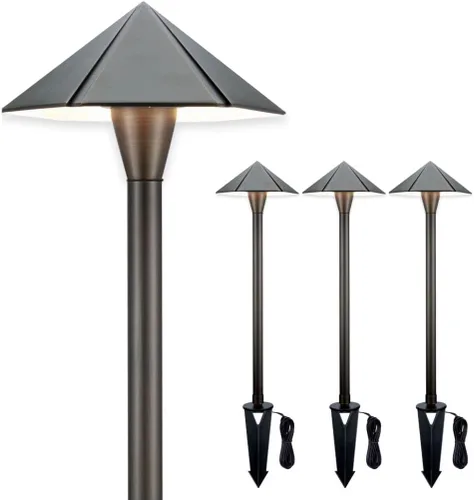 Miniatura 31 de Gardenreet Luces de camino de bajo voltaje de latón, luces LED de camino de paisaje, luces de patio al aire libre impermeables IP65, 12 V con cable