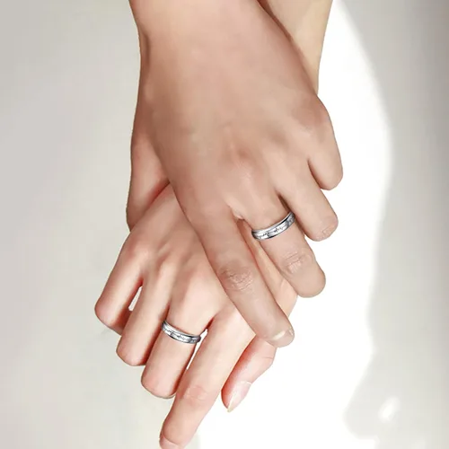 Miniatura 9 de Couples Rings Set Matching Promise Rings Adjustable Wedding Trendy Titanium Stainless Steel Rings for Couples Valentines Day Jewelry