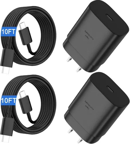 Miniatura 14 de Cargador súper rápido tipo C, bloque de cargador de pared rápido USB C de 25 W y cable de carga rápida súper largo de 8 pies para Samsung Galaxy