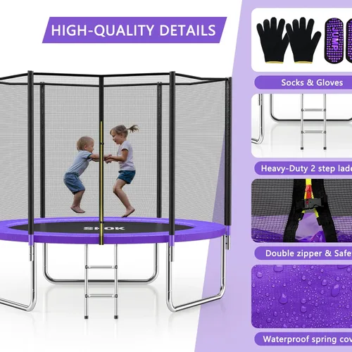 Miniatura 3 de SKOK Trampoline for Kids,400LBS Outdoor Trampoline with Net-ASTM Approved Trampoline for Children and Adults Púrpura