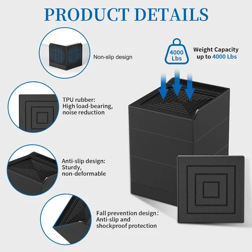 Miniatura 4 de Ezprotekt Elevadores de cama rectangulares ajustables que elevan hasta 1.5 pulgadas, elevadores de muebles adecuados para mesas, sofás, patas